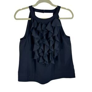 ECI Black Ruffled Lightweight Tank Blouse Size L